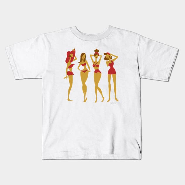 Bombshells - Red Kids T-Shirt by CatCoq